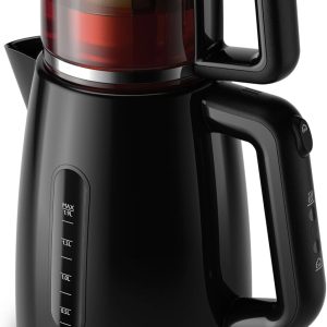 Philips Daily Collection Çay Makinesi - Otomatik Sıcak Tutma, 1.9L Su Isıtıcısı, 0.9L Cam Demlik, Hızlı Kaynatma 1700W, Kireç Filtresi, Kolay Dökme İçin Kablosuz Taban (HD7301/00)