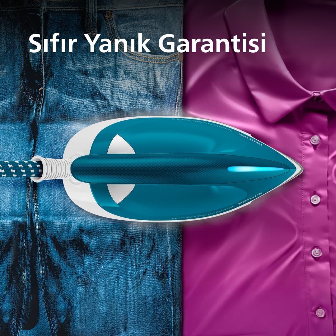 Philips PerfectCare Compact Essential Buhar Kazanlı Ütü — 2x Daha Fazla Buhar, Yanık Yok, OptimalTEMP, 6 Bar Basınç, 360 g Şok Buhar, 1.3 L Tank, Hafif, Kolay Saklama (GC6815/20) - Görsel 3