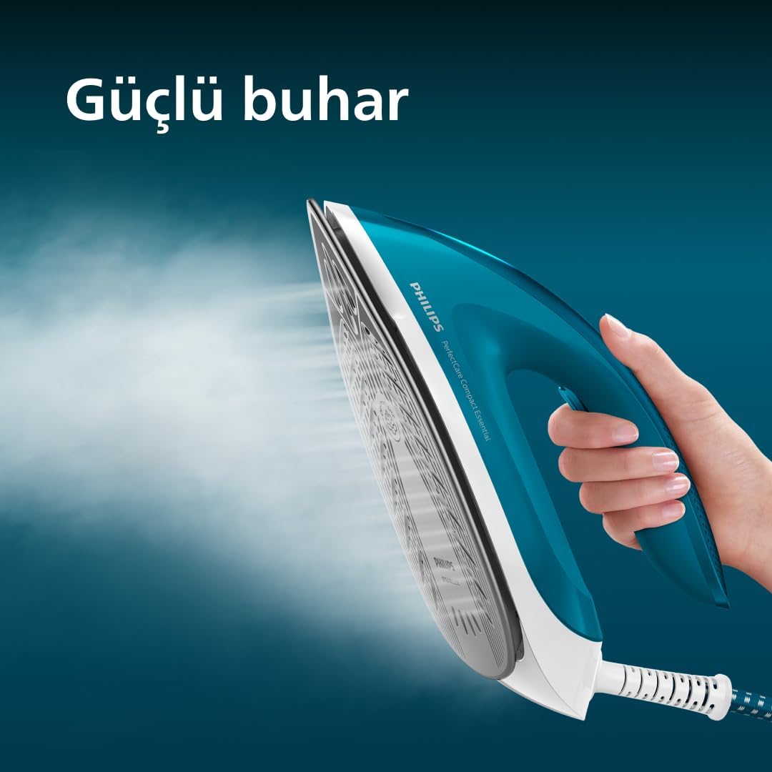 Philips PerfectCare Compact Essential Buhar Kazanlı Ütü — 2x Daha Fazla Buhar, Yanık Yok, OptimalTEMP, 6 Bar Basınç, 360 g Şok Buhar, 1.3 L Tank, Hafif, Kolay Saklama (GC6815/20) - Görsel 4