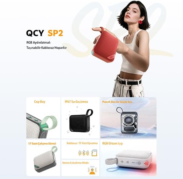 QCY SP2 RGB Bluetooth Hoparlör Siyah - Görsel 2
