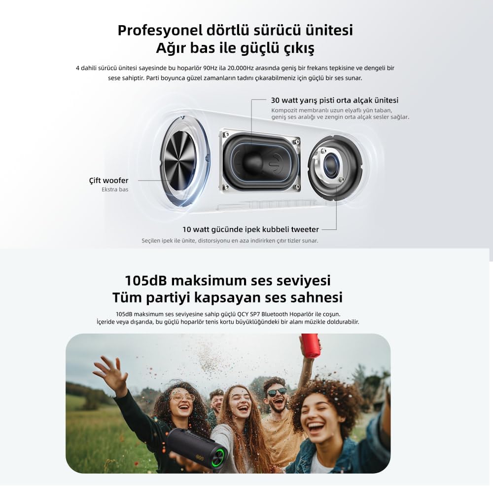 QCY SP7 RGB Bluetooth Hoparlör Siyah - Görsel 3