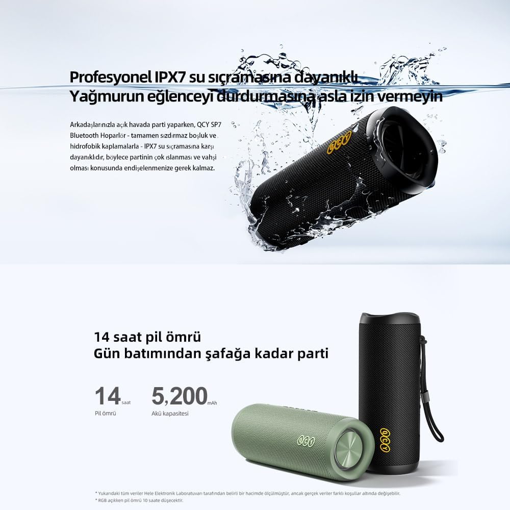QCY SP7 RGB Bluetooth Hoparlör Siyah - Görsel 5