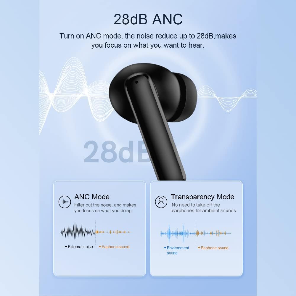 QCY T13 Anc 4 Mikrofon Bluetooth 5.3 Kablosuz Kulaklık Siyah Aktif Gürültü Engelleyici - Görsel 3