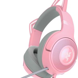 Razer Kraken Kitty V2 - Kablolu RGB Kulaklık Kedi Kulaklı (Reaktif Akış Aydınlatması, Razer HyperClear Mikro, TriForce 40 mm Sürücü, 7.1 Surround Ses) Kuvars