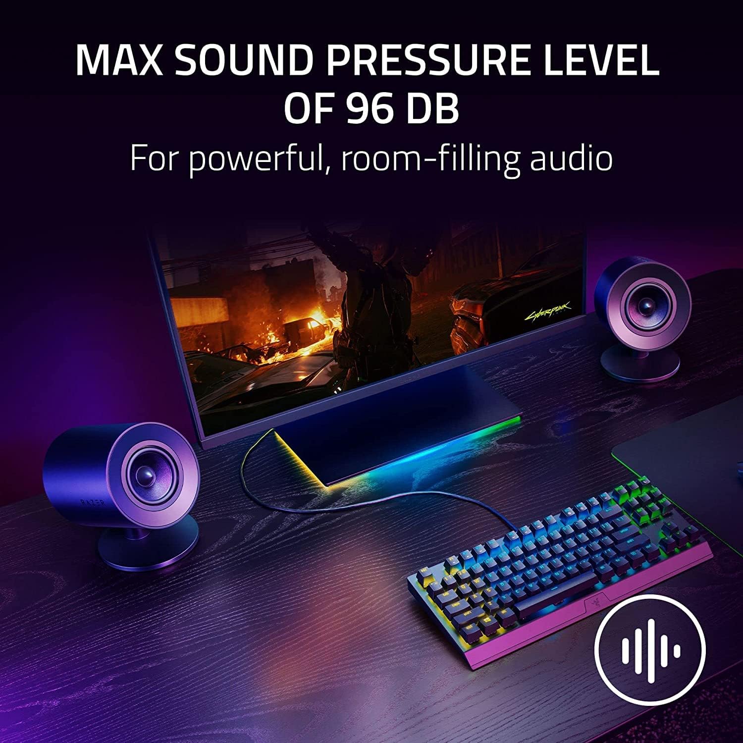 Razer Nommo V2 X - PC için tam aralıklı 2,0 oyun hoparlörü (İki adet 3 inç tam aralıklı sürücü, THX Spatial Audio, Maks. Ses basıncı 96 dB, Çapraz platform uyumluluğu) Siyah - Görsel 4