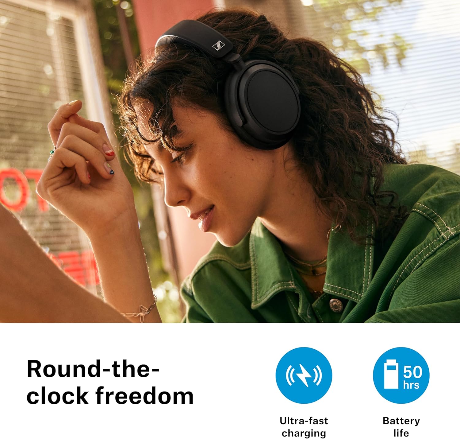 SENNHEISER ACCENTUM Plus Wireless, Hibrit Adaptif ANC, Kablosuz Kulak Üstü Bluetooth Kulaklık, Beyaz - Görsel 4