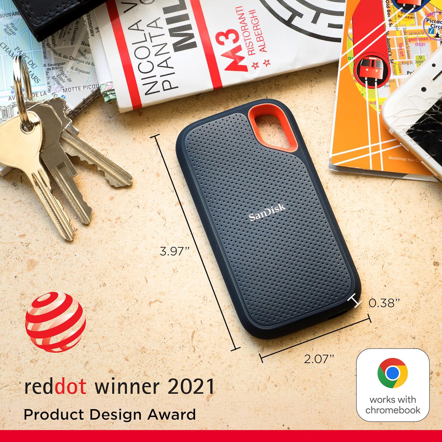 SanDisk Extreme 4TB Taşınabilir NVMe SSD, USB-C, 1050 MB/sn'ye Kadar, Güçlendirilmiş ve Suya Dayanıklı - Görsel 2