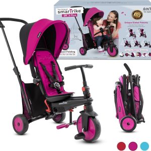 SmarTrike STR3 Plus 5’i 1 Arada Modüler Katlanabilir Bebek Arabası ve Üç Tekerlekli Bebek Bisikleti - Pink