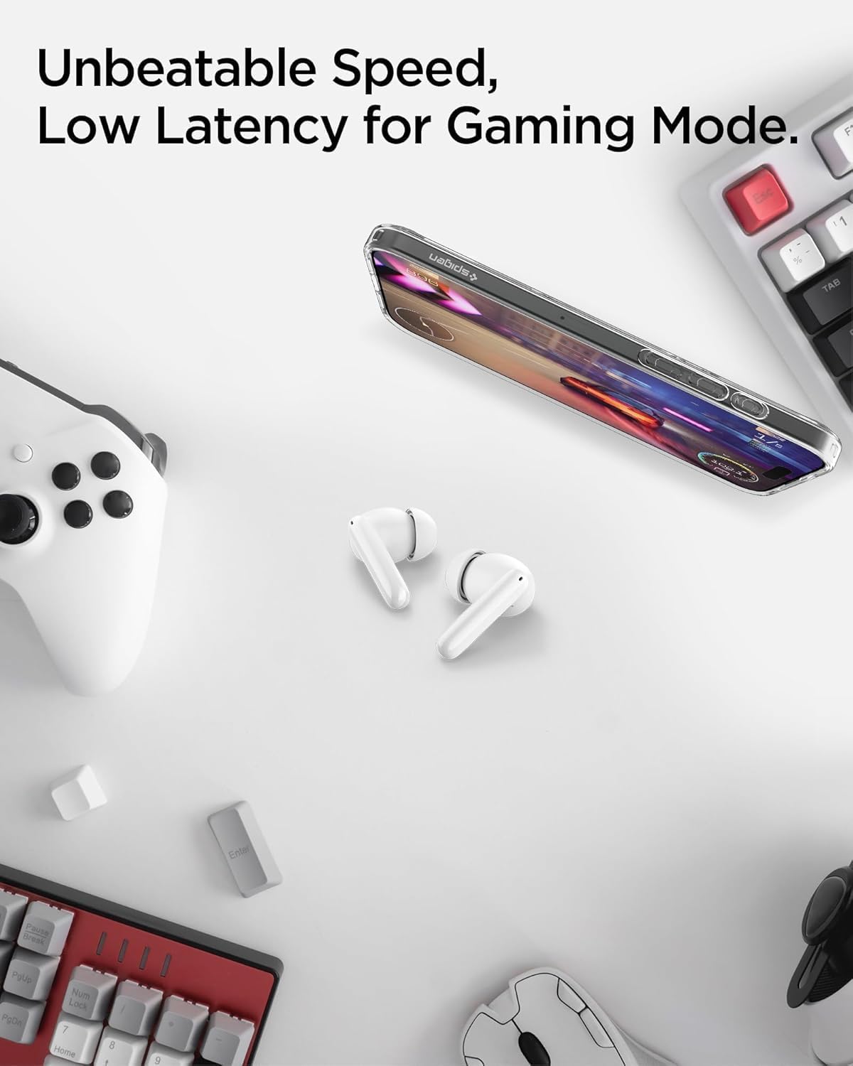 Spigen Audio TWS S10 Bluetooth Kablosuz Kulaklık - ANC Aktif Gürültü Engelleme + ENC 6 Mikrofon - 10mm Sürücü - 30 Saat Pil - iOS & Android EQ App Şeffaf & Gaming Mod iPX4 Siyah - ASD07886 - Görsel 4