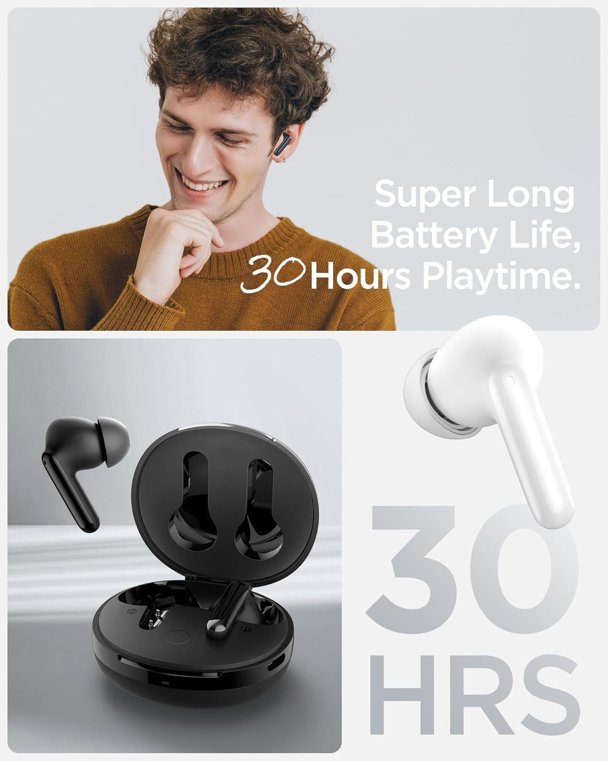 Spigen Audio TWS S10 Bluetooth Kablosuz Kulaklık - ANC Aktif Gürültü Engelleme + ENC 6 Mikrofon - 10mm Sürücü - 30 Saat Pil - iOS & Android EQ App Şeffaf & Gaming Mod iPX4 Siyah - ASD07886 - Görsel 5