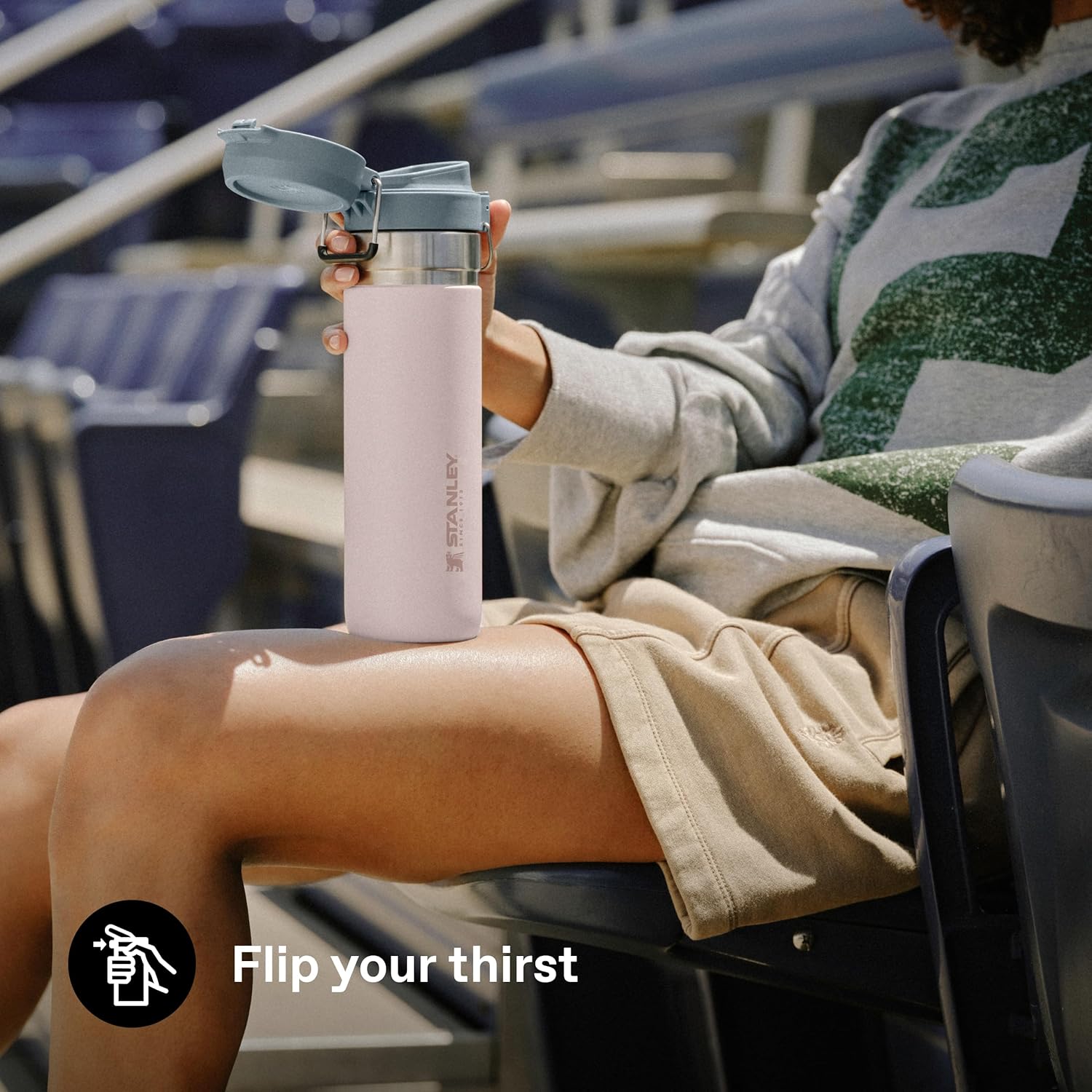 Stanley GO Quick Flip Paslanmaz Çelik Termos, Pembe Kuvars (Rose Quartz), 0.47 Litre - Görsel 4