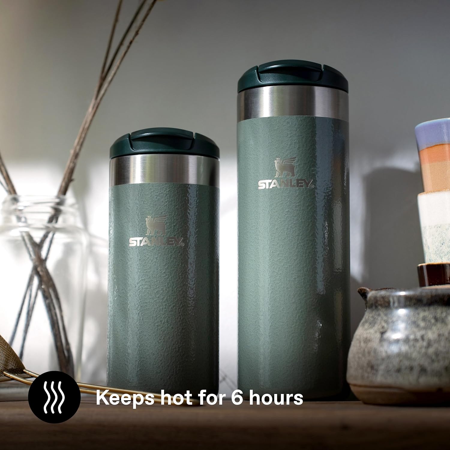 Stanley The Aerolight Transit Mug Termos Bardak, Yeşil (Hammertone Green), 0.47 Litre - Görsel 4