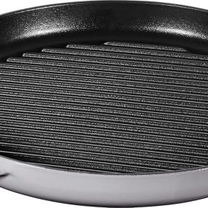 Staub Grill Pans Çift Kulplu Döküm Izgara Tava, Gri