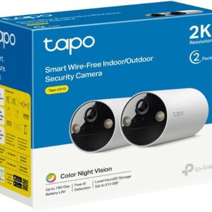 Tapo TP-Link C410 2-pack, 2K 3MP, Renkli Gece Görüşü, Şarj Edilebilir, Solar Panel Destekli, IP65, Yerel/Bulut Depolama, 110° Açılı, Işıklı ve Sesli Alarm, Kablosuz Bataryalı Güvenlik Kamerası
