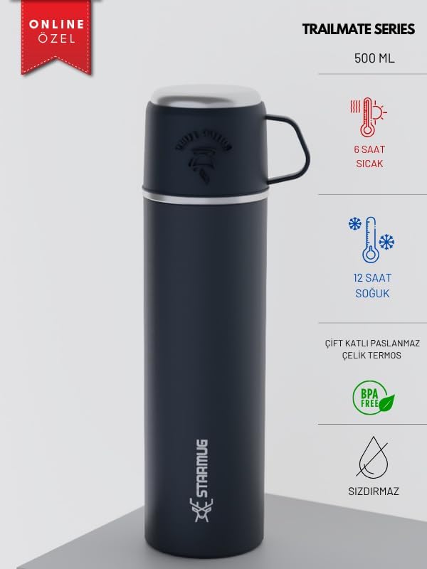 Trailmate Serisi Bardaklı 500 Ml Çelik Termos - Görsel 3