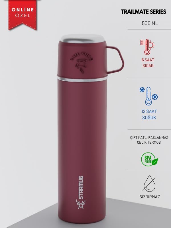Trailmate Serisi Bardaklı 500 Ml Çelik Termos - Görsel 3