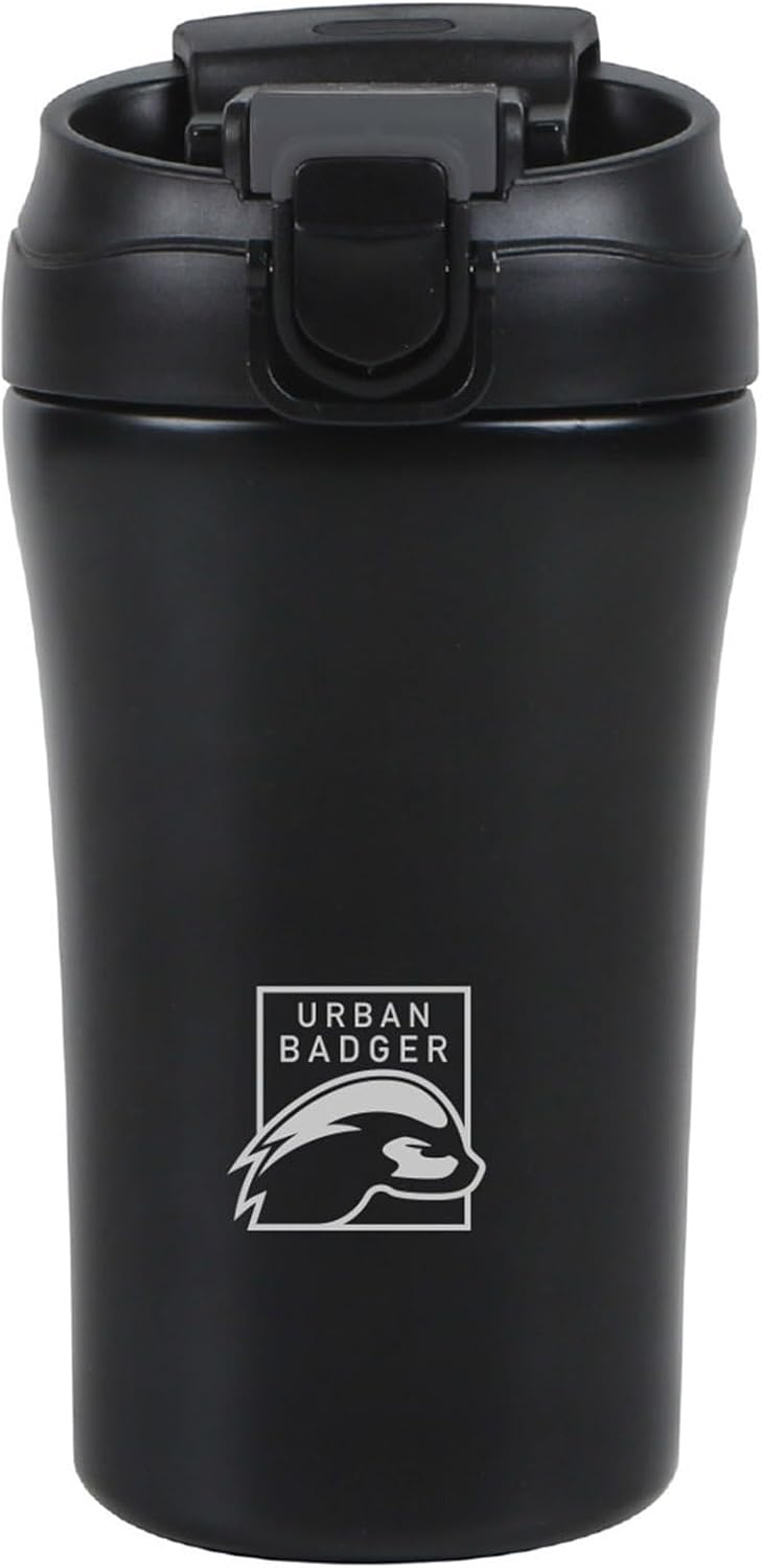 Urban Badger Pipetli kapaklı Siyah Çelik Termos 380 ML, Dayanıklı Kamp Ekipmanları, Kamp Aksesuarları, Açık Hava Sporları, Doğa Sporları, Yürüyüş, Kamp Mutfağı, Kamp Malzemeleri