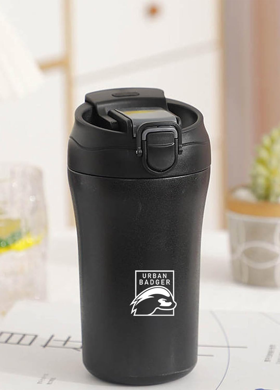 Urban Badger Pipetli kapaklı Siyah Çelik Termos 380 ML, Dayanıklı Kamp Ekipmanları, Kamp Aksesuarları, Açık Hava Sporları, Doğa Sporları, Yürüyüş, Kamp Mutfağı, Kamp Malzemeleri - Görsel 3