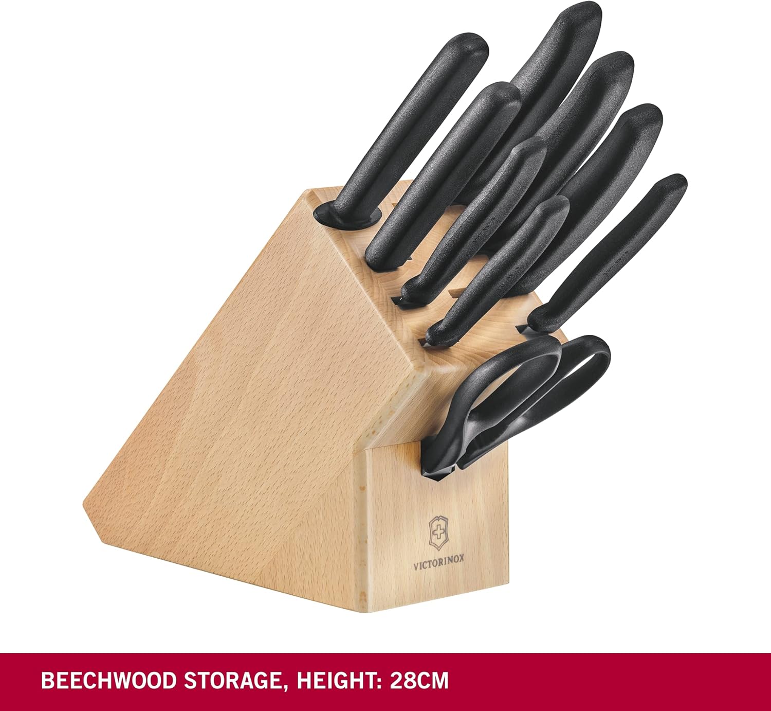 VICTORINOX Swiss Classic ahşap bıçak bloğu, 9 parça, 8 bıçak ve 1 çok amaçlı makas, saklama, açık kayın ağacı - Görsel 2