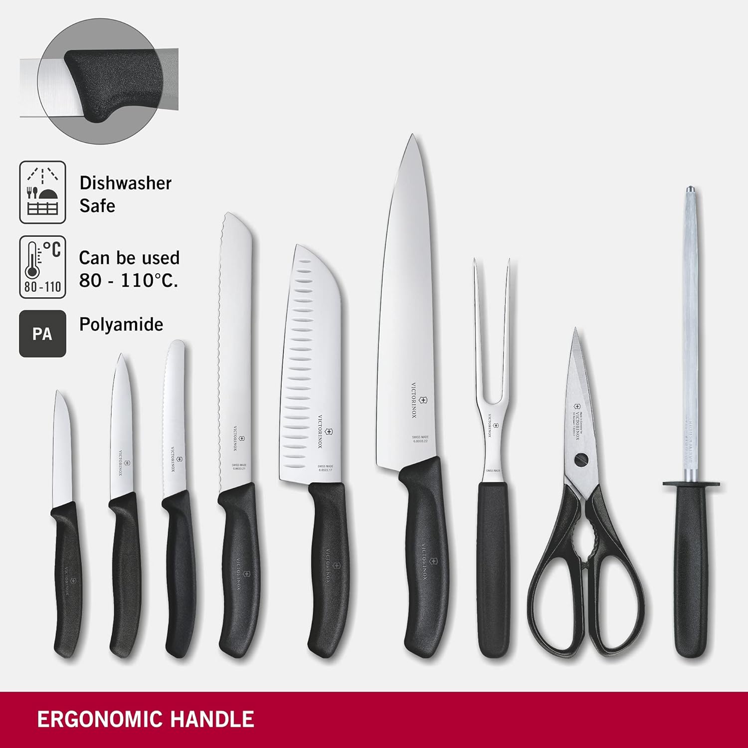 VICTORINOX Swiss Classic ahşap bıçak bloğu, 9 parça, 8 bıçak ve 1 çok amaçlı makas, saklama, açık kayın ağacı - Görsel 4