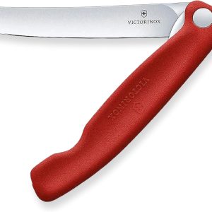 Victorinox İsviçre Klasik Katlanır Sebze Bıçağı düz kesim Bulaşık makinesinde yıkanabilir 11 cm Kırmızı Blister paketi
