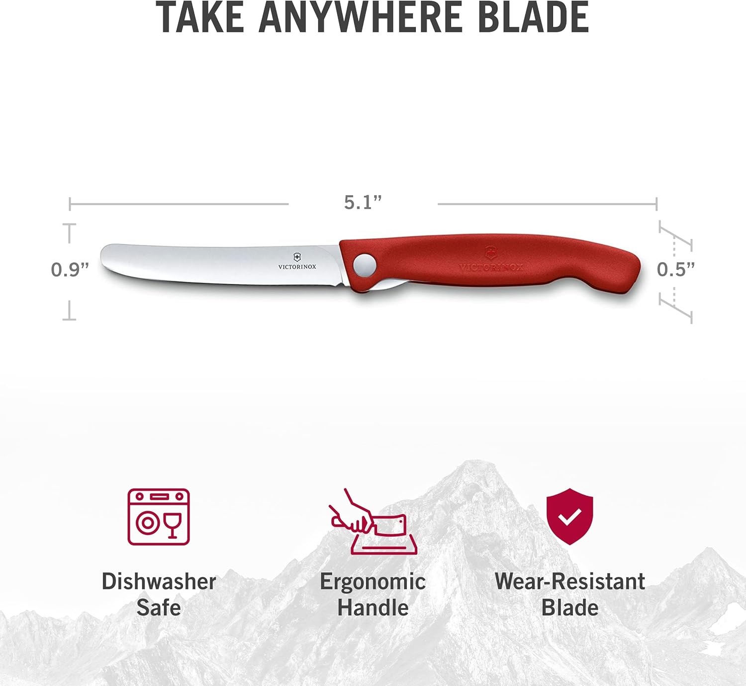 Victorinox İsviçre Klasik Katlanır Sebze Bıçağı düz kesim Bulaşık makinesinde yıkanabilir 11 cm Kırmızı Blister paketi - Görsel 5