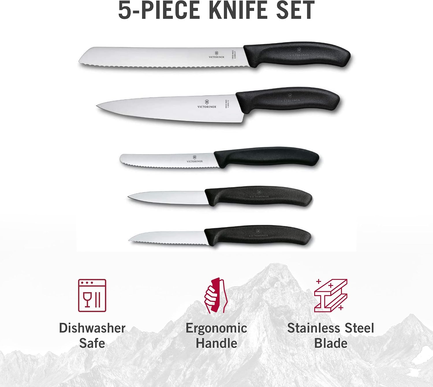 Victorinox, Vict.Swiss Classic Biçak Seti 5'li, Kutulu, 6.7133.5gr, Siyah - Görsel 5