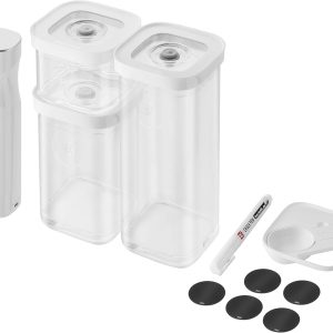 ZWILLING Fresh & Save Cube Vakumlu Başlangıç Seti, Boyut S, 6 Parçalı Vakumlu Saklama Seti, 3 x Cube Kutuları S, Vakum Pompası, Ölçüm Kaşığı, NFC Etiketleri Dahil