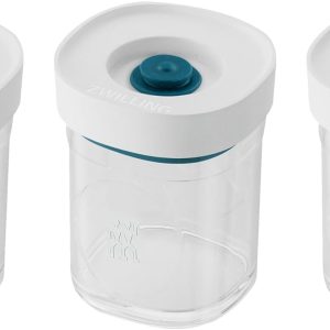 ZWILLING Fresh & Save Cube Vakumlu Saklama Kabı Set, XS, 3 Parça, Şeffaf Akdeniz Mavisi
