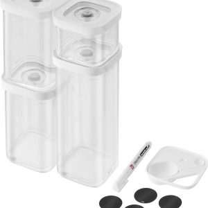 ZWILLING Fresh & Save Cube seti, S beden, 6 parçalı saklama seti, 4 x küp saklama kutusu dahil (S, 2 x 2S, 3S), ölçü kaşığı (3 boyut), 5 x NFC etiketi, 1 x tebeşir kalemi