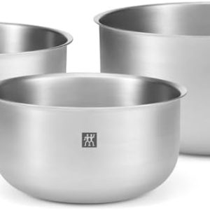 ZWILLING Hazırlama kasesi seti, 3 parça, 18/10 paslanmaz çelik, salata kasesi, karıştırma kasesi, çap: 17, 21 ve 25 cm