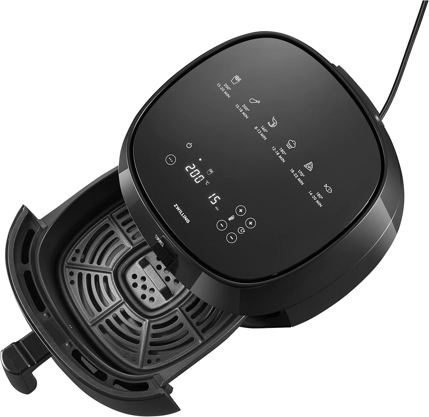 Zwilling Air Fryer/Sıcak Hava Fritözü, 4 L, 6 Program, 1.400 Watt, Yağsız Kızartma ve Pişirme, Tarif Kitabı Dahil, Siyah - Görsel 2