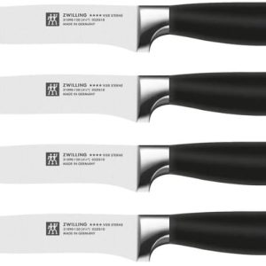 Zwilling Four Star 4'lü Biftek Bıçağı Seti, Paslanmaz Çelik, Siyah