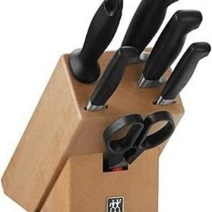 Zwilling Four Star 7 Parça Blok Bıçak Seti Doğal Ahşap Bloklu, Paslanmaz Çelik Ve Ahşap, Siyah