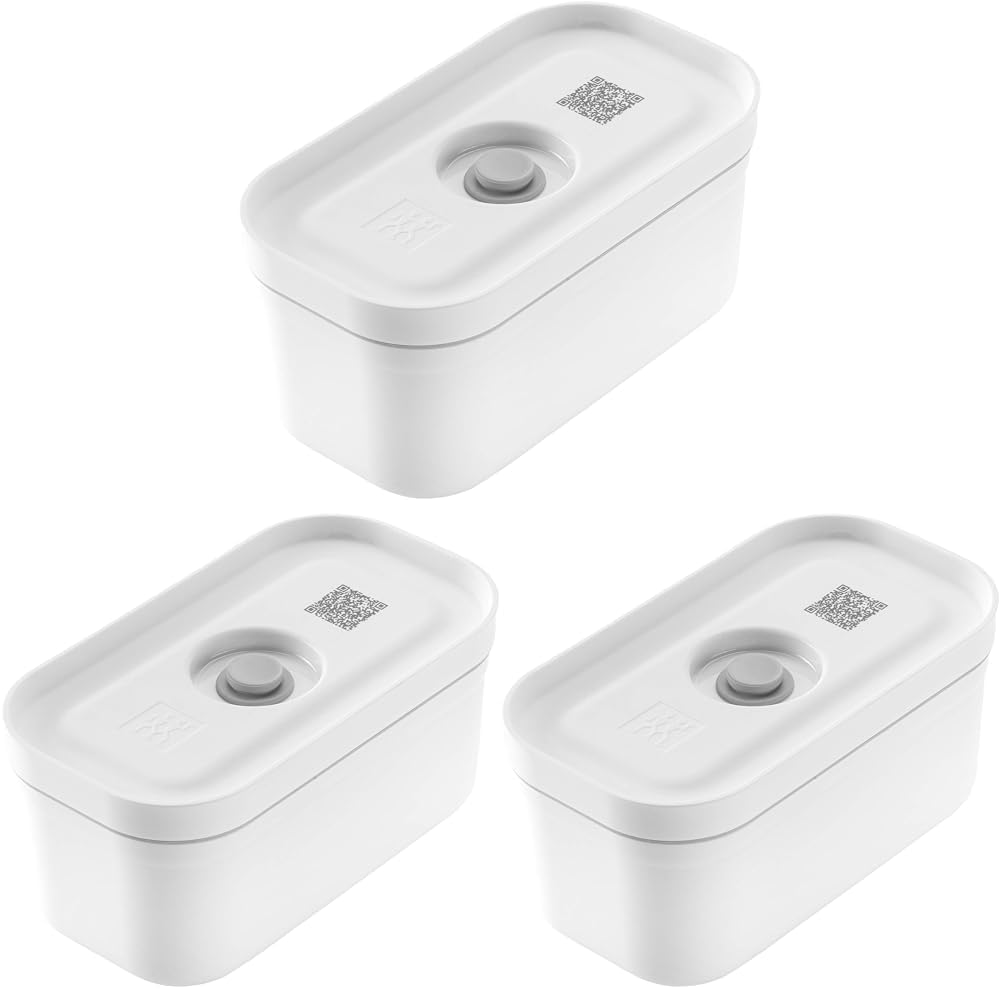 Zwilling Fresh & Save Vakumlu Yemek Taşıma Kabı, S, Plastik, Beyaz-Gri 3lü paket