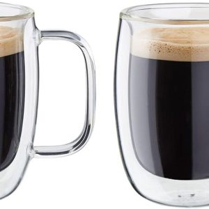 Zwilling Sorrento Çift Camlı Kulplu 2'li Espresso Bardak Seti, 134 ml, Cam, Şeffaf Cam